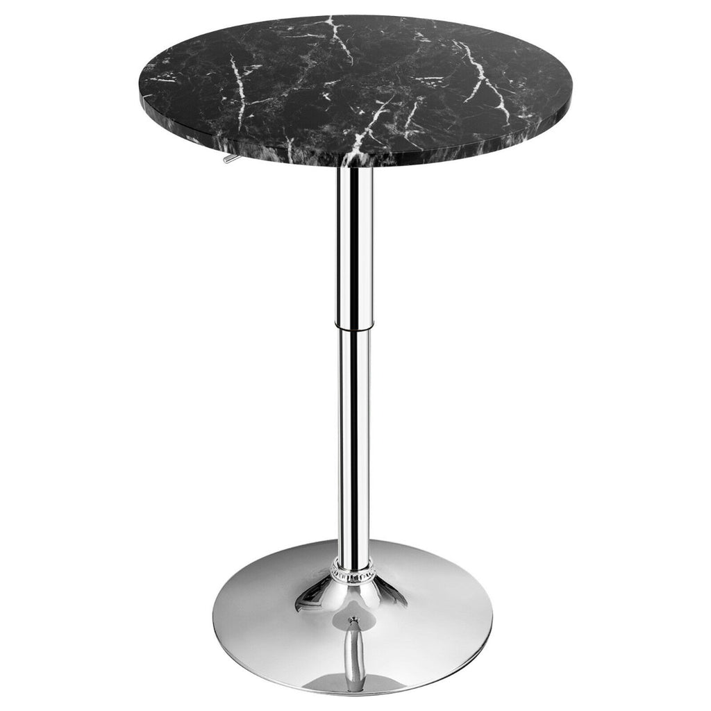 Modern Round Marble Bar Table with Silver Leg and Base - Dendo Design