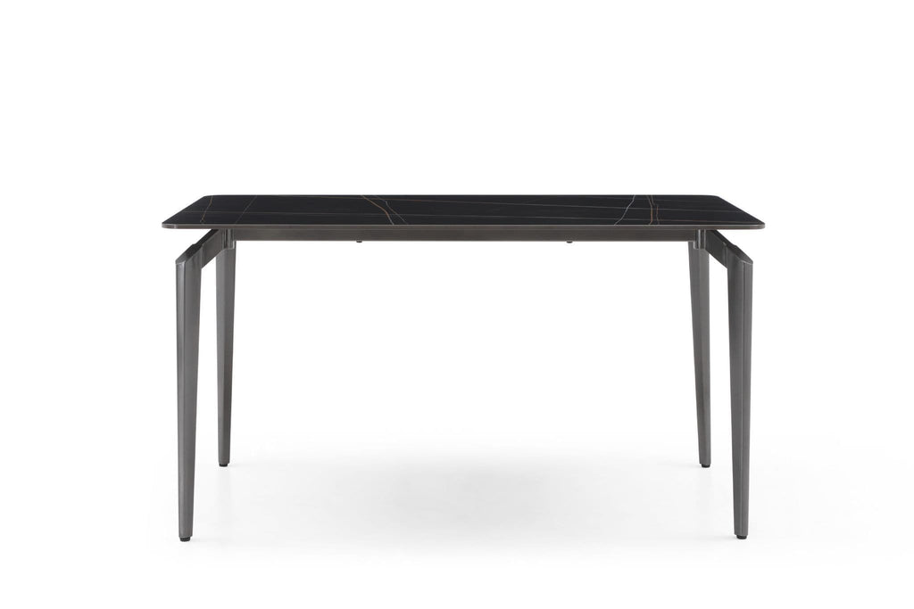 Kayo Rectangular Marble Dining Table - Black & White - Dendo Design