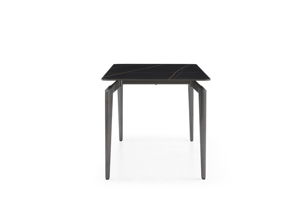 Kayo Rectangular Marble Dining Table - Black & White - Dendo Design