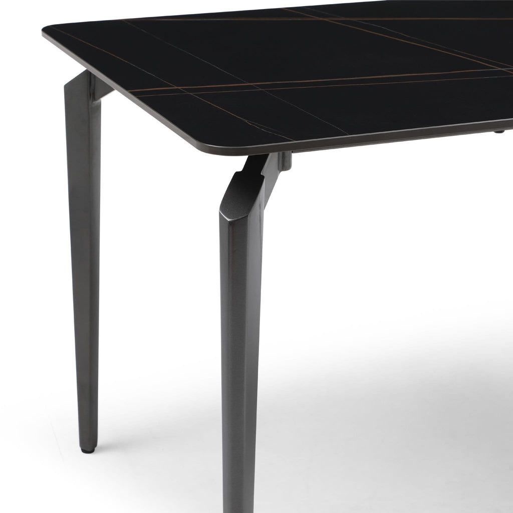 Kayo Rectangular Marble Dining Table - Black & White - Dendo Design