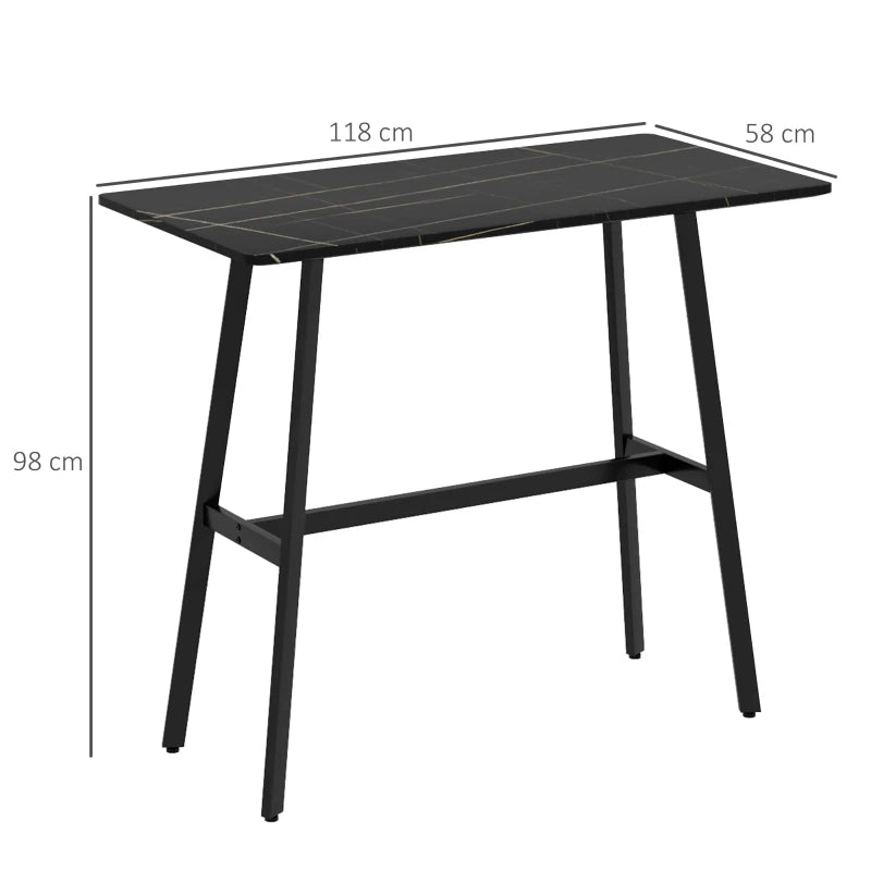 Rectangular Bar Table with Faux Marble Top and Sturdy Metal Frame - Dendo Design