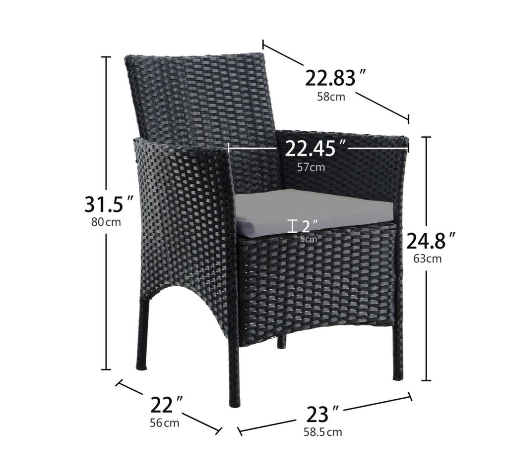 4 PC Black Rattan Garden Furniture set - Dendo Design