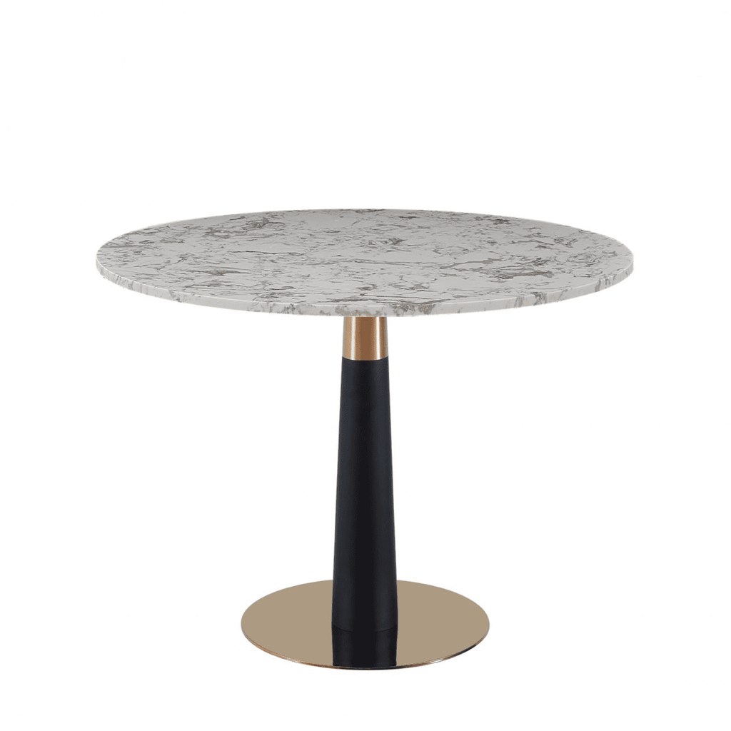 White Luxury Round Dining Table with Gold & Black leg - Dendo Design