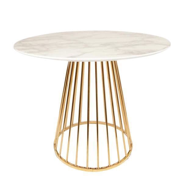 White Liverpool Style Marble Table with Golden Legs - Dendo Design