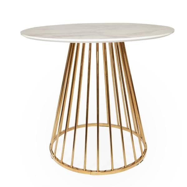 White Liverpool Style Marble Table with Golden Legs - Dendo Design