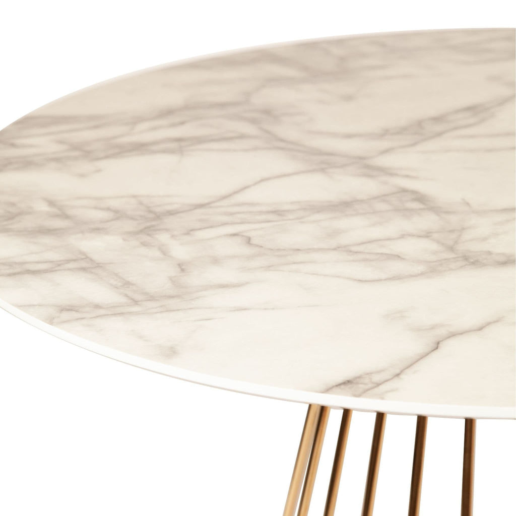 White Liverpool Style Marble Table with Golden Legs - Dendo Design