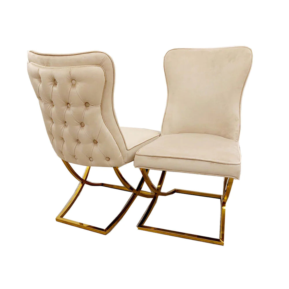Sandhurst X Leg Dining Chair with Gold Legs - Dendo Design