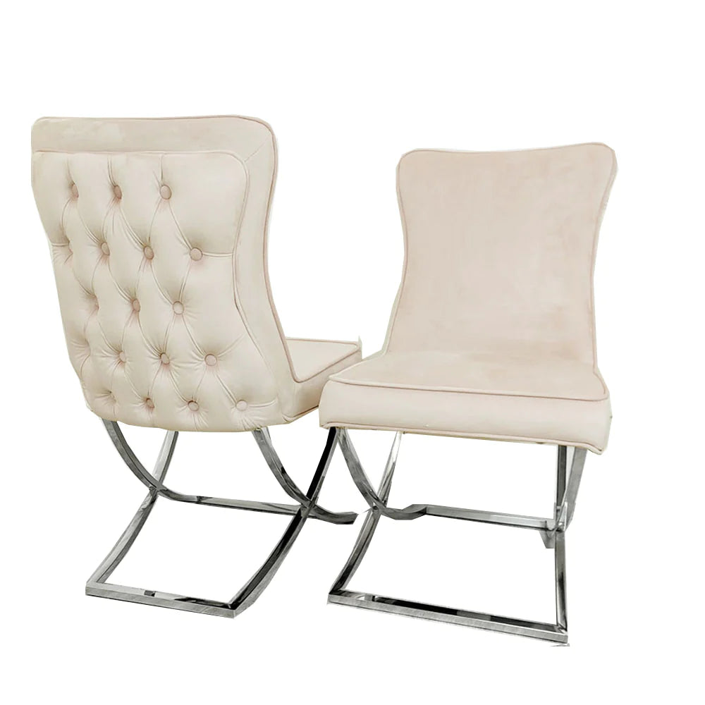 Sandhurst X Leg Dining Chair with Silver Legs - Dendo Design