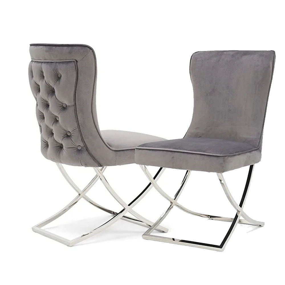 Sandhurst X Leg Dining Chair with Silver Legs - Dendo Design