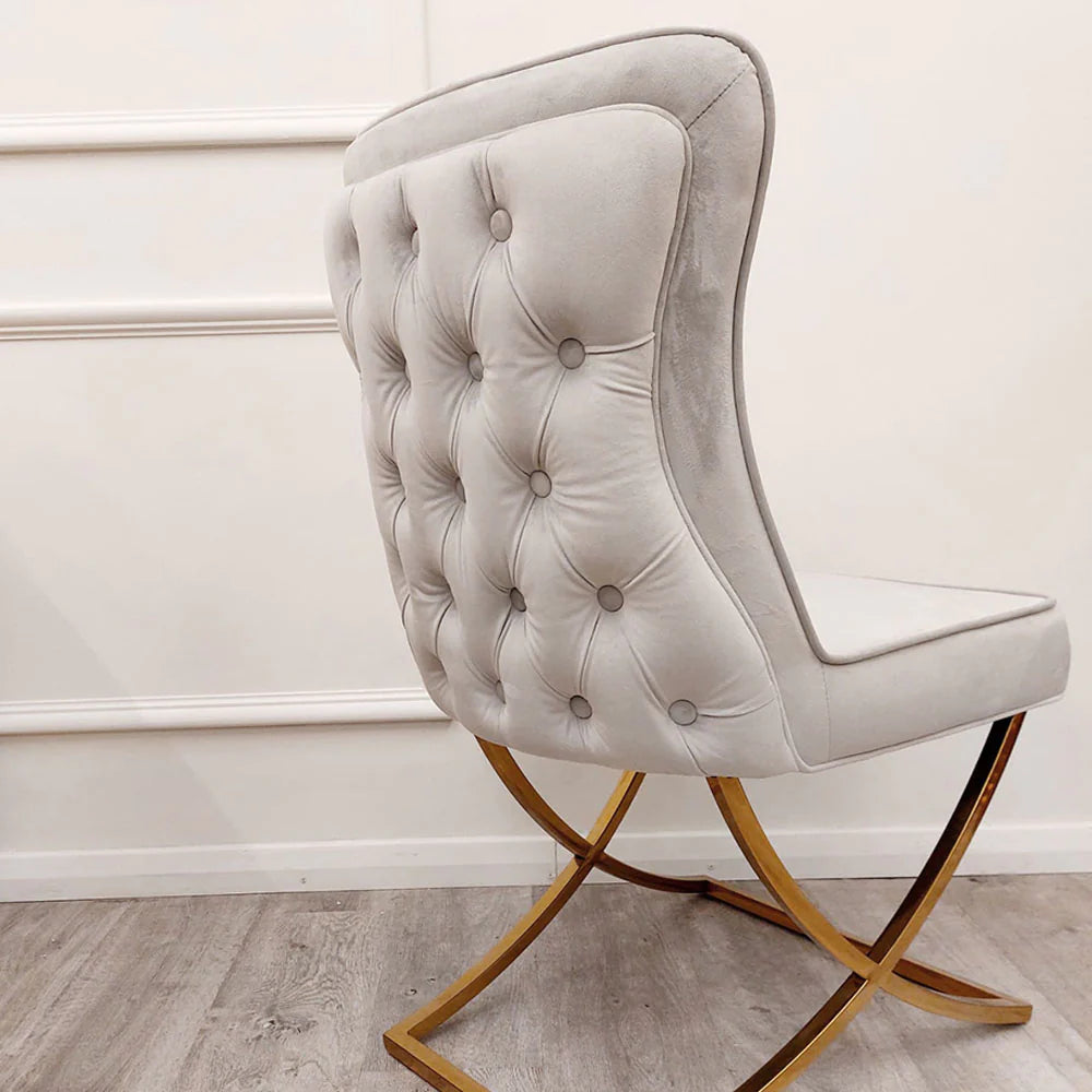 Sandhurst X Leg Dining Chair with Gold Legs - Dendo Design