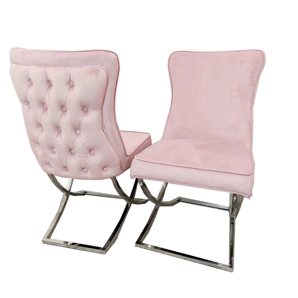 Sandhurst X Leg Dining Chair with Silver Legs - Dendo Design