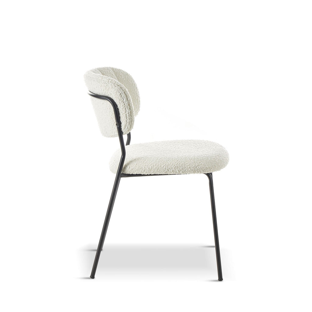 x2 CAROL White Boucle Dining Chair - Dendo Design