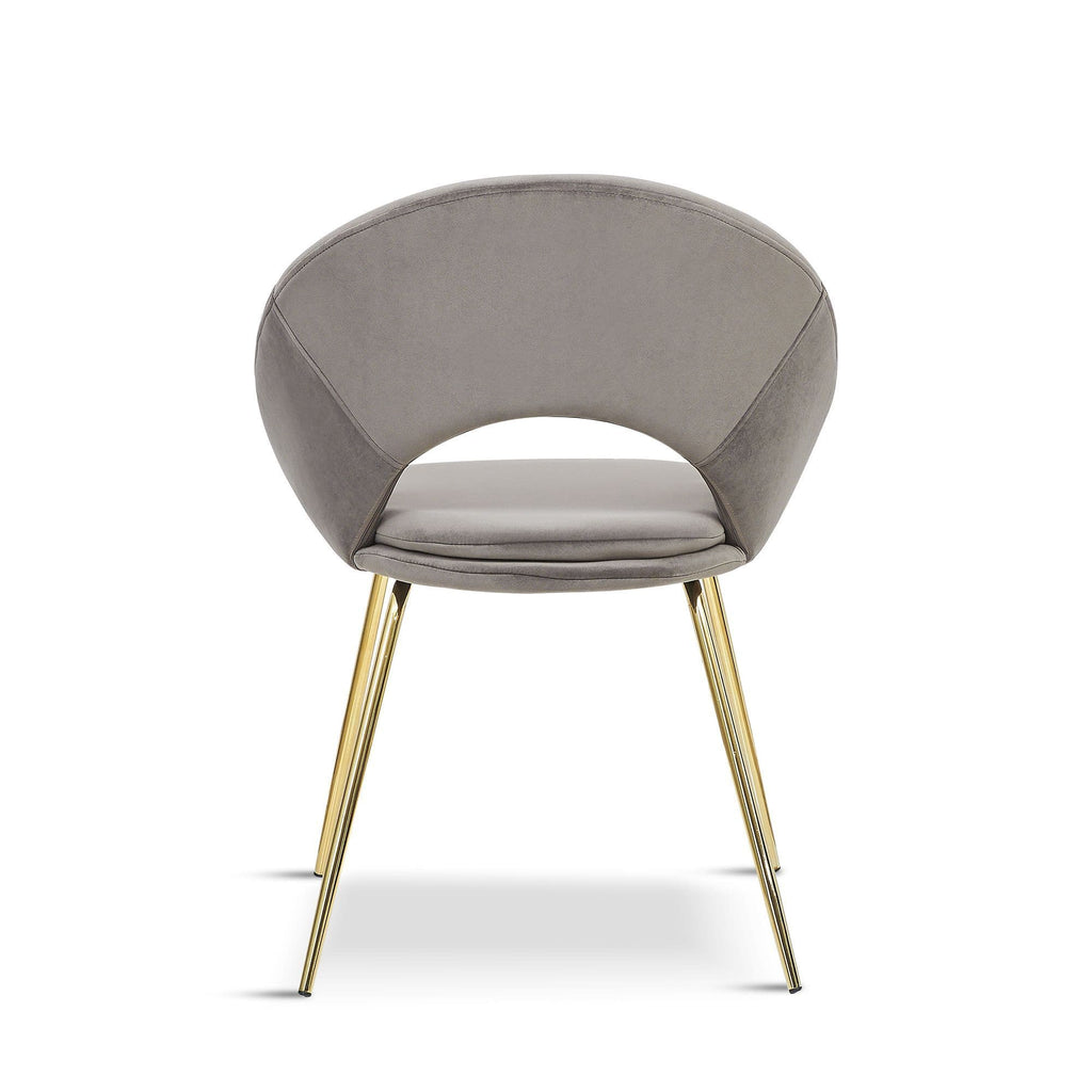 x2 Grey Open Back Dining Chair With Gold Legs - Dendo Design