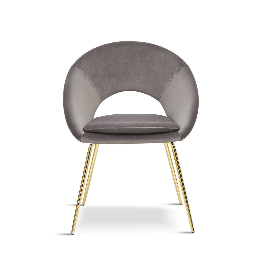 x2 Grey Open Back Dining Chair With Gold Legs - Dendo Design