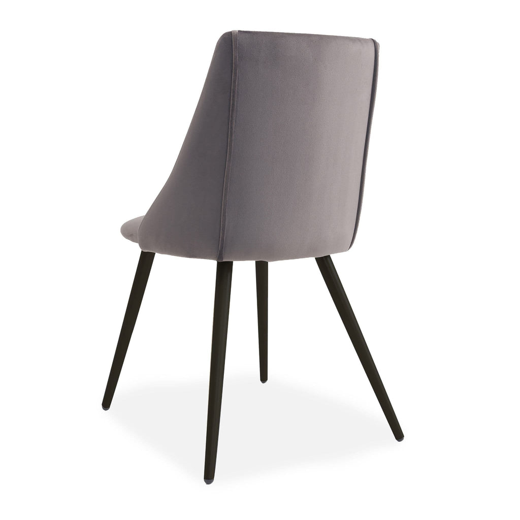 x2 Lule Velvet Upholstered Vevlet Dining Chair with Black Legs - Dendo Design