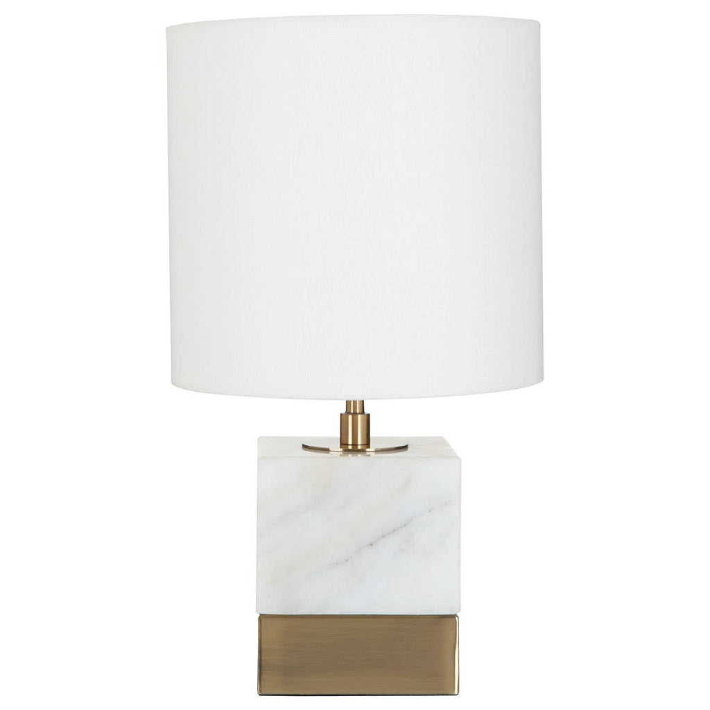 White Marble Accent Lamp with Cream Shade - Dendo Design