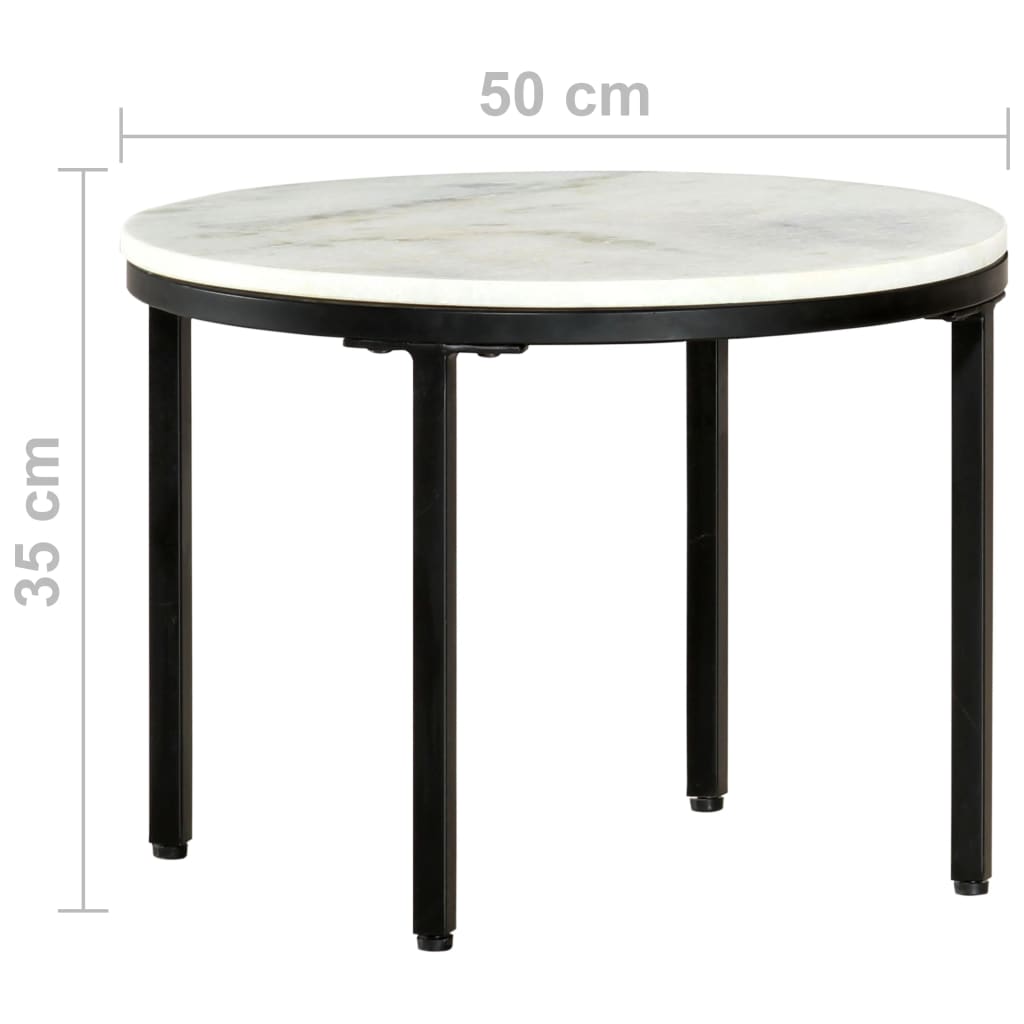 Coffee Table White and Black Ø50 cm Real Solid Marble - Dendo Design