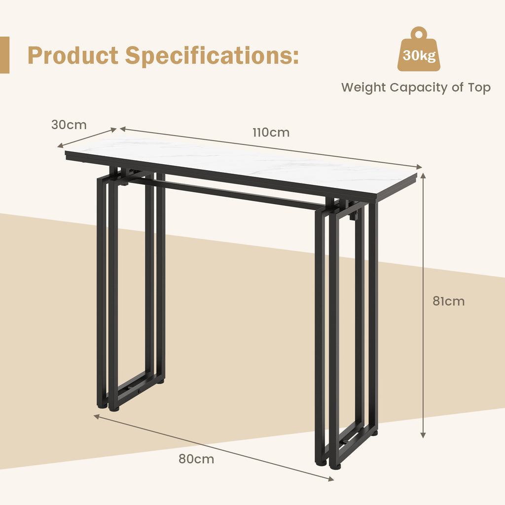 Modern Faux Marble Top Entryway Table with Heavy-duty Metal Frame-Black - Dendo Design