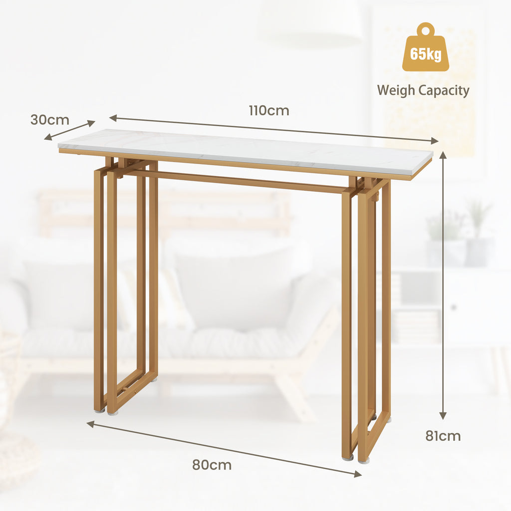 Modern Faux Marble Top Entryway Table with Heavy-duty Metal Frame-Golden - Dendo Design