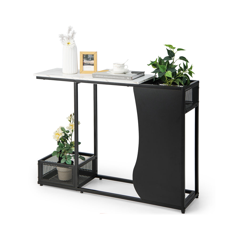 Modern Sofa Accent Console Table with 2 Storage Mesh Cubes - Dendo Design