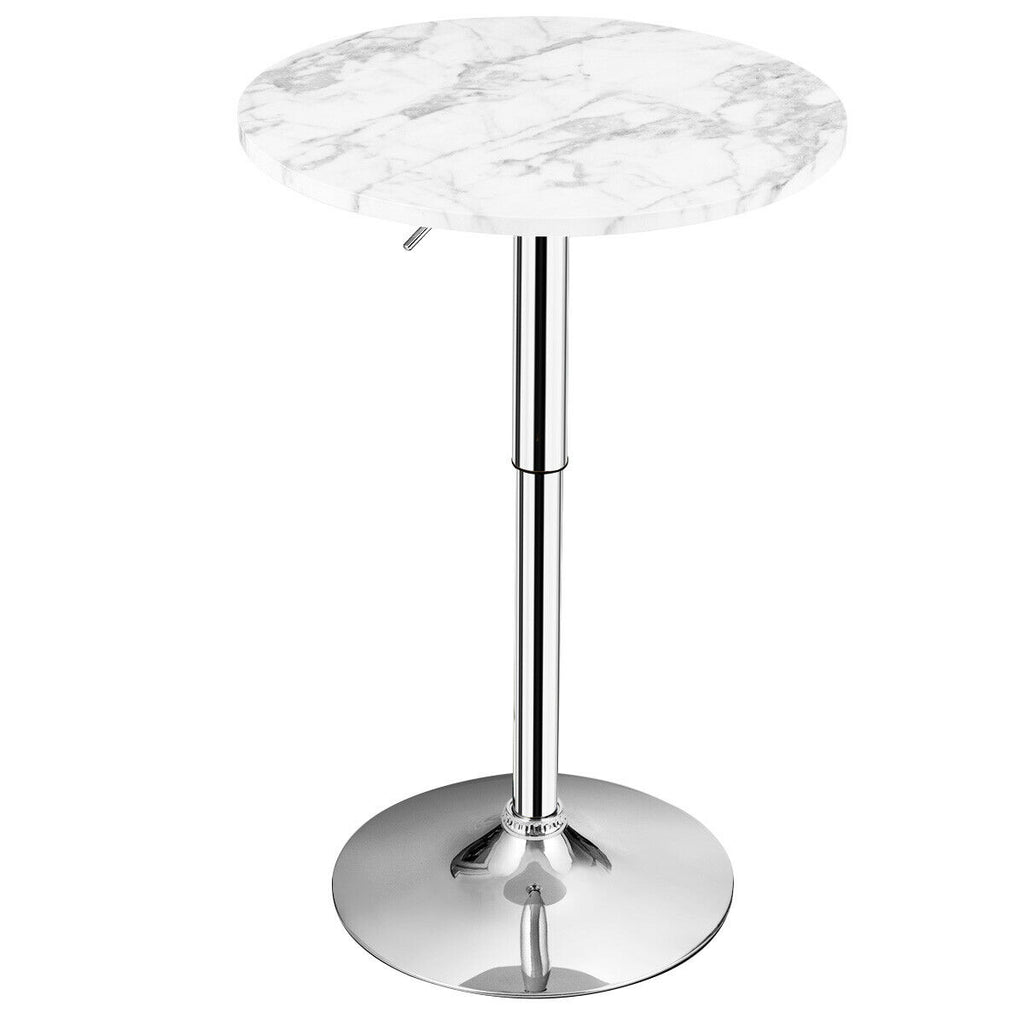 Modern Round Marble Bar Table with Silver Leg and Base - Dendo Design