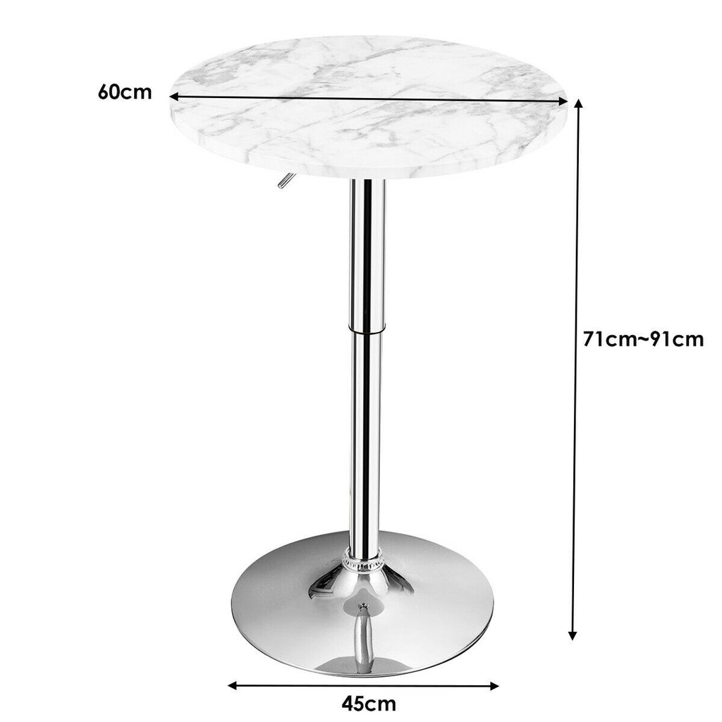 Modern Round Marble Bar Table with Silver Leg and Base - Dendo Design